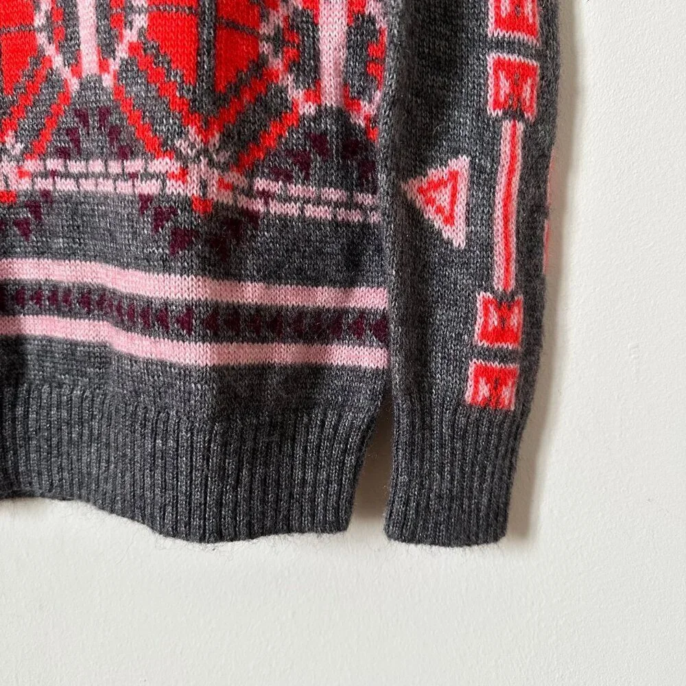 J. Crew Fair Isle Geometric Mohair Sweater Size XS Charcoal